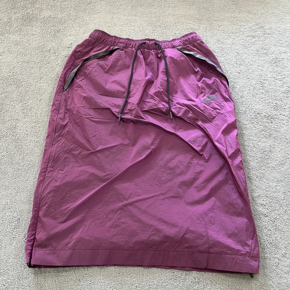 Nike Sportswear Tech Hypermesh Berry Purple Drawstring Midi Skirt Women's Size S